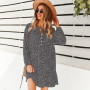 Long Sleeve Dot Print Mini Dress 2021 New Autumn Casual V-neck Button Ruffles Dresses For Women Holiday Vintage Dress Vestidos