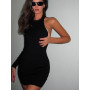 WeiYao Sexy Cut Out Mini Dress 2023 Fashion One Shoulder Party Night Club Outfits for Women Long Sleeve Bodycon Dresses Black
