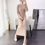Fashion Designer Pleated Knitted Dress Elegant Women Sweater long Dresses Pullovers Black Long Sleeve Autumn Vestido 2020