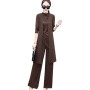 Knitted 3 Pieces Set Women Tracksuit Long Sleeve Cardigan and Sleeveless Pullover Tops and Wide Leg Pantshirt Pants Women's Sets