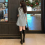 Dresses Women Solid Folds Slim Elegant Sexy 5 Colors Ulzzang Female A-Line Mini Stylish Puff Sleeve Simple Daily Summer Casual