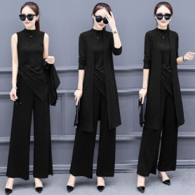 Knitted 3 Pieces Set Women Tracksuit Long Sleeve Cardigan and Sleeveless Pullover Tops and Wide Leg Pantshirt Pants Women's Sets Knitted 3 Pieces Set Women Tracksuit Long Sleeve Cardigan and Sleeveless Pullover Tops and Wide Leg Pantshirt Pants Women's Sets