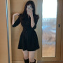 Dresses Women Solid Folds Slim Elegant Sexy 5 Colors Ulzzang Female A-Line Mini Stylish Puff Sleeve Simple Daily Summer Casual