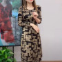 Autumn Winter 6XL Women's Elegant Fashion Vintage Print A-line Dress Ladies Long Sleeve Casual Midi Dresses Robe Femme Vestidos