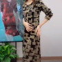 Autumn Winter 6XL Women's Elegant Fashion Vintage Print A-line Dress Ladies Long Sleeve Casual Midi Dresses Robe Femme Vestidos