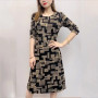 Autumn Winter 6XL Women's Elegant Fashion Vintage Print A-line Dress Ladies Long Sleeve Casual Midi Dresses Robe Femme Vestidos