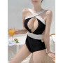 Summer New Hot Spring Beachwear One-piece Swimsuit Lady Temperament Hollow Out Sexy One-piece Bikini Swimsuit Conservative