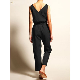 2022 Summer New Casual Fashion Ladies Workwear Jumpsuit V-neck Belt Women's Trousers Elegant Office Comfortable Simple 2022 Summer New Casual Fashion Ladies Workwear Jumpsuit V-neck Belt Women's Trousers Elegant Office Comfortable Simple
