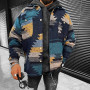 Casual Loose Turn-down Collar Coats Fashion Printed Buttoned Jackets Men 2022 New Vintage Pattern Outerwear Fall Mens Streetwear