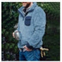 Plaid Plush Jacket Mens Fall Winter Turn-down Collar Pullover Jackets Rib Sleeve Plus Size Loose Mens Clothing