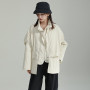 Fake two piece drawstring cotton suit coat female lazy loose stand-up collar cape coat top bayan mont modelleri  coat