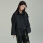 Fake two piece drawstring cotton suit coat female lazy loose stand-up collar cape coat top bayan mont modelleri  coat