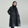 Winter design sense long over-the-knee white duck down jacket V-neck silhouette down coat for women puffer jacket  coats
