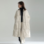 Winter design sense long over-the-knee white duck down jacket V-neck silhouette down coat for women puffer jacket  coats