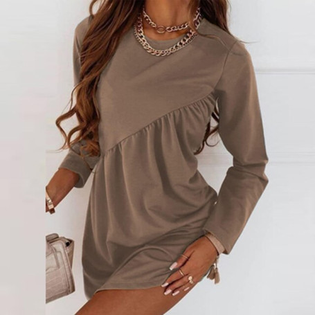 Women Office Casual Loose Autumn Dress Fashion Solid Long Sleeve Irregular Dress Elegant Women Dress For Party 2022 Vestidos