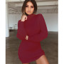 Knitted Dress Women High Neck Slim Solid Sweater Dresses Winter Autumn Fashion Casual Basic Long Sleeve Dresses Vestido
