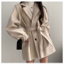 All-Match Winter Woman Solid Casual Loose Wool Coat Cloak Belt Cardigan Women's  Soft Warm Elegant Lovely