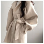 All-Match Winter Woman Solid Casual Loose Wool Coat Cloak Belt Cardigan Women's  Soft Warm Elegant Lovely
