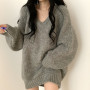 Autumn Winter Fashion Woman Sloid Casual Lovely Casual Pullover Women's Long Sleeves Warm Loose Tees Knitted Top Soft Large Size