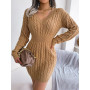 High Quality Knitted Dress For Women 2022 Autumn Fashion Sexy Mini Sweater Dress Long Sleeve Tight Waist Evening Party Dresses