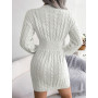 High Quality Knitted Dress For Women 2022 Autumn Fashion Sexy Mini Sweater Dress Long Sleeve Tight Waist Evening Party Dresses