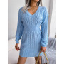 High Quality Knitted Dress For Women 2022 Autumn Fashion Sexy Mini Sweater Dress Long Sleeve Tight Waist Evening Party Dresses