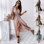 Boho Polka Dot Long Dresses Women Split Short Sleeve Summer Casual Dress Streetwear Black Maxi Dress Vestidos 2021