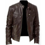 2022 Mens PU Jacket Spring Autumn New Black Brown Mens Stand Collar Coats Biker Jackets Motorcycle PU Leather Jacket