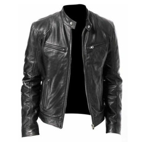 2022 Mens PU Jacket Spring Autumn New Black Brown Mens Stand Collar Coats Biker Jackets Motorcycle PU Leather Jacket 2022 Mens PU Jacket Spring Autumn New Black Brown Mens Stand Collar Coats Biker Jackets Motorcycle PU Leather Jacket
