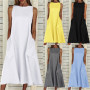 Summer Women Long Dress Solid Sleeveless Pocket Bohemian Dress Women Casual Loose Dresses For Women Party Wear