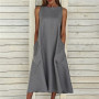 Summer Women Long Dress Solid Sleeveless Pocket Bohemian Dress Women Casual Loose Dresses For Women Party Wear