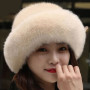 Winter Hat for Women's Imitation Fur Fox Pullover Hat Outdoor Warm Thick Beret Mongolian Princess Ear Protection Cap