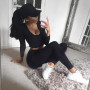 Sexy O Neck Tracksuit Two Piece Set Autumn Winter Long Sleeves Crop Tops And Long Tight Pants 2 Piece Outfits For Women