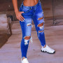 Drawstring Denim Jeans Women Ripped Hole Stretch Jean 2022 Sexy Slim High Waist Ladies  Full Length Pencil Pants