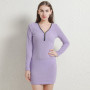 Slim Woman Dress Autumn Fashion Zipper Long-Sleeves Knitted Dress 2022 Winter Female Sexy Bodycon Ladies Party Dresses