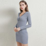 Slim Woman Dress Autumn Fashion Zipper Long-Sleeves Knitted Dress 2022 Winter Female Sexy Bodycon Ladies Party Dresses