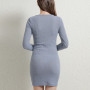 Slim Woman Dress Autumn Fashion Zipper Long-Sleeves Knitted Dress 2022 Winter Female Sexy Bodycon Ladies Party Dresses