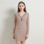 Slim Woman Dress Autumn Fashion Zipper Long-Sleeves Knitted Dress 2022 Winter Female Sexy Bodycon Ladies Party Dresses