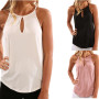 Summer Sleeveless Solid Women T-shirt Ladies Asymmetrical Fashion Tops Ladies Casual Loose Tees Shirt Plus Size