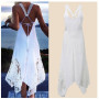 Bigsweety Women Lace Patchwork Sleeveless Backless Dress Summer Sexy Strapless Lace-Up Beach Dress Beachwear Women Lace Vestidos