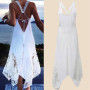 Bigsweety Women Lace Patchwork Sleeveless Backless Dress Summer Sexy Strapless Lace-Up Beach Dress Beachwear Women Lace Vestidos