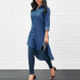 2022 Spring Fashion Denim Blue Dress Women Casual Lapel Long Sleeve Long Shirt Vestido Elegant Work OL Sundress