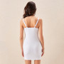 Summer Bandage Dress Spaghetti Strap Pierced Sexy Club Party Bodycon Sleeveless Pure Color Dresses