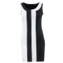 Summer Women's Sexy Dress Fashion Summer Black White Stitching Round Neck Sleeveless Sexy Office Dresses Vestidos Plus Size