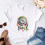 Women Summer Short Sleeve Dream Feather Print Lady T-shirts Top T Shirt Ladies Womens Graphic Female O Neck Tee TShirt Tops