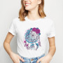 Women Summer Short Sleeve Dream Feather Print Lady T-shirts Top T Shirt Ladies Womens Graphic Female O Neck Tee TShirt Tops