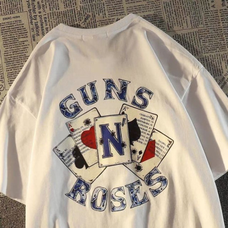 European and American fashion card short sleeved t-shirt men and women ins summer loose street style couple half sleeved shirt