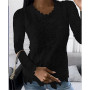 2022 Autumn New Fashion Blouse Tops Women Long Sleeve Lace Patchwork Blouse Ladies Casual Sexy V-Neck Solid Color Street Shirt