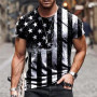 Summer New Men's T-shirt American Flag 3D Printing Men's Short-Sleeved Breathable Round Neck Street Fashion Casual Shirt t shirt