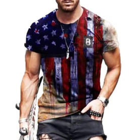 Summer New Men's T-shirt American Flag 3D Printing Men's Short-Sleeved Breathable Round Neck Street Fashion Casual Shirt t shirt Summer New Men's T-shirt American Flag 3D Printing Men's Short-Sleeved Breathable Round Neck Street Fashion Casual Shirt t shirt